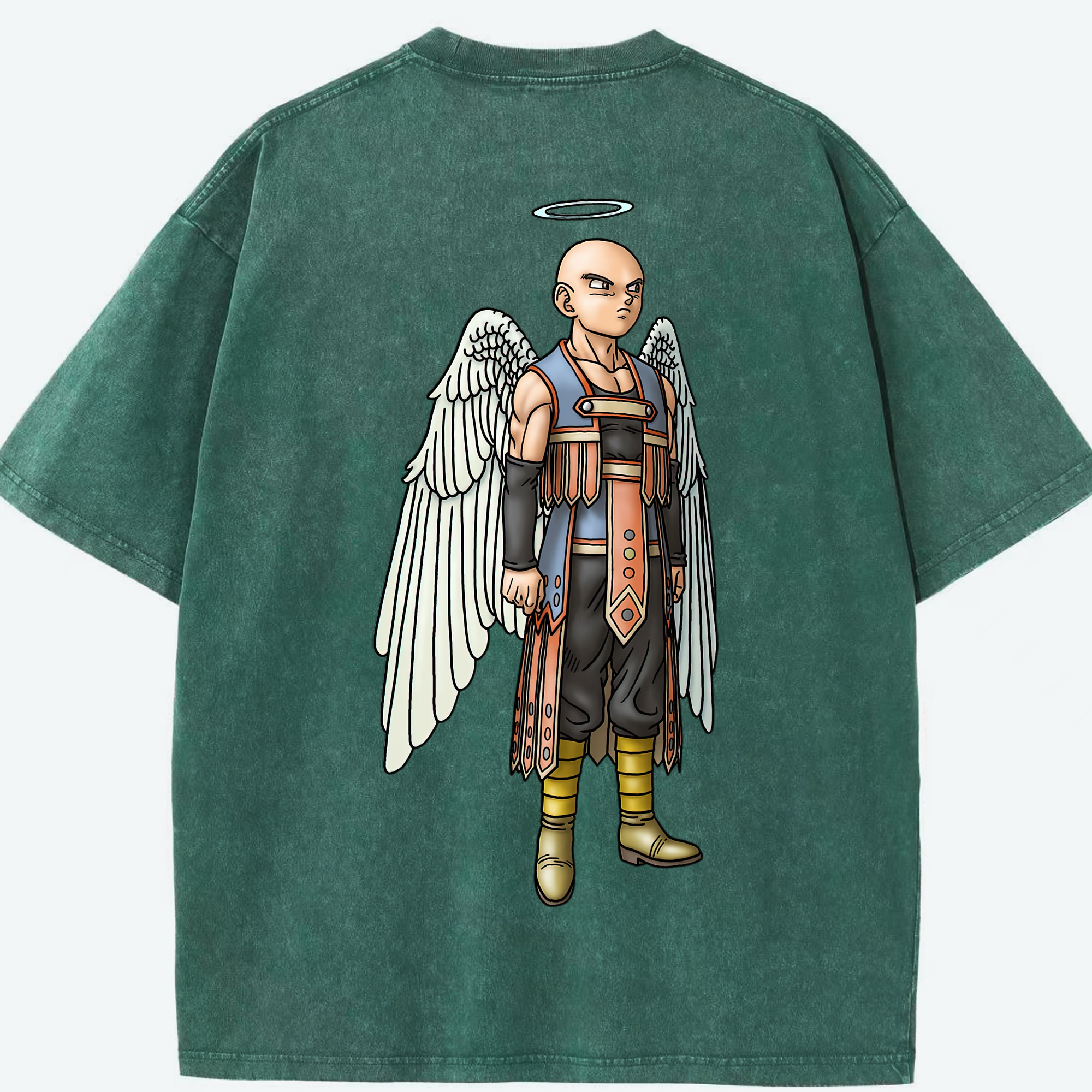 （画像用） ドラゴンクエスト Doragon Kuesuto Dragon Quest 綿100% ヴィンテージ風 半袖Tシャツ（背面プリント）